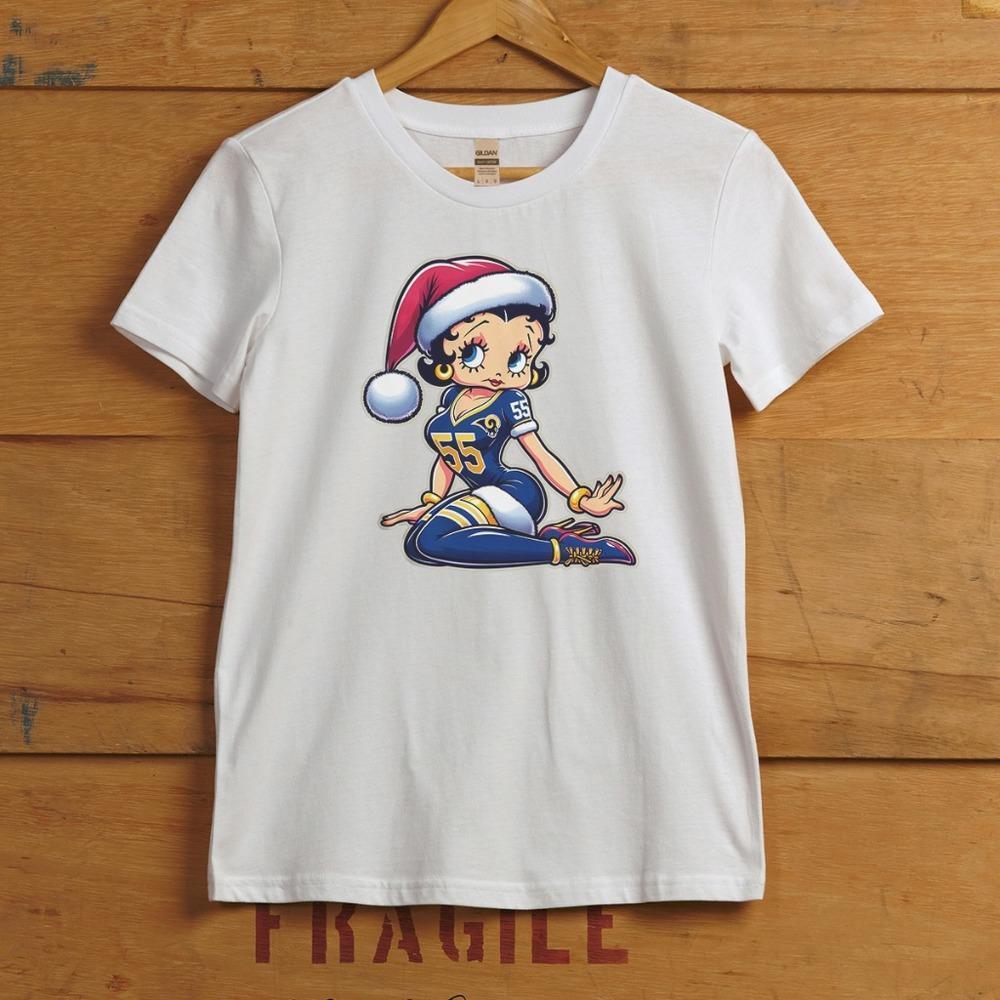 Los Angeles Rams Betty Boop Christmas T-Shirt - Nfl - Unisex White T-Shirt